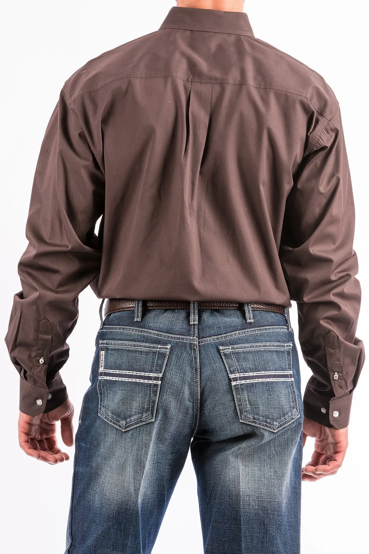 Cinch Mens Solid Brown Button Down Western Shirt Style MTW1104236
