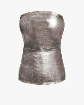 CINEMATIQUE STRETCH LEATHER BUSTIER | Gunmetal