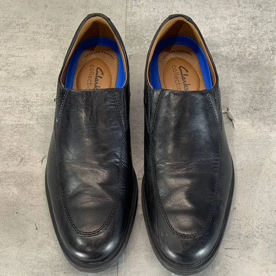 CLARKS Collection Men's Black Leather Tilden Free Moc Toe Slip-On Loafers SZ 8