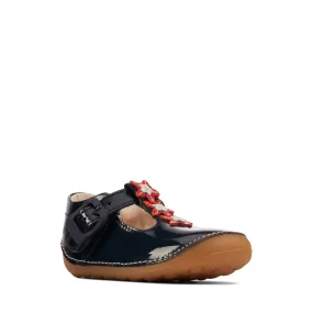 Clarks Tiny Flower Infant Girls Navy T-Bar Shoe