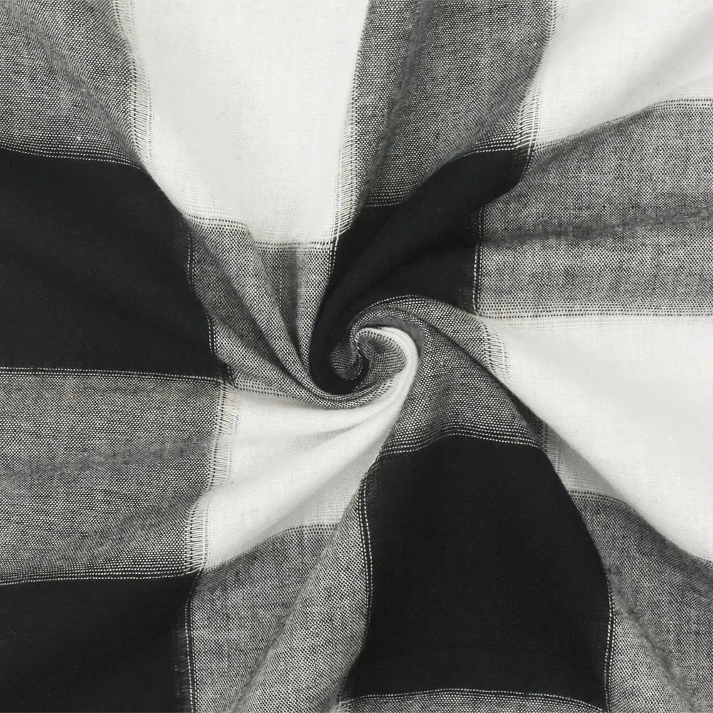 Classic Black-White Check Cotton Warp Gap Woven Fabric