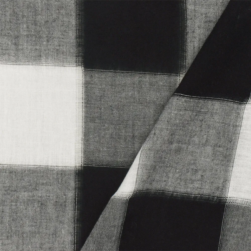 Classic Black-White Check Cotton Warp Gap Woven Fabric