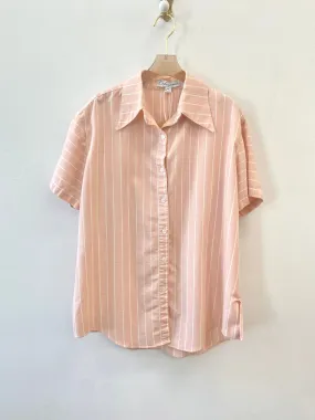 Classic Collar Button Up in Pink Stripe