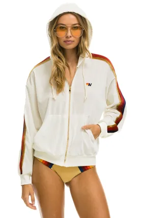 CLASSIC VELVET RELAXED ZIP HOODIE - WHITE