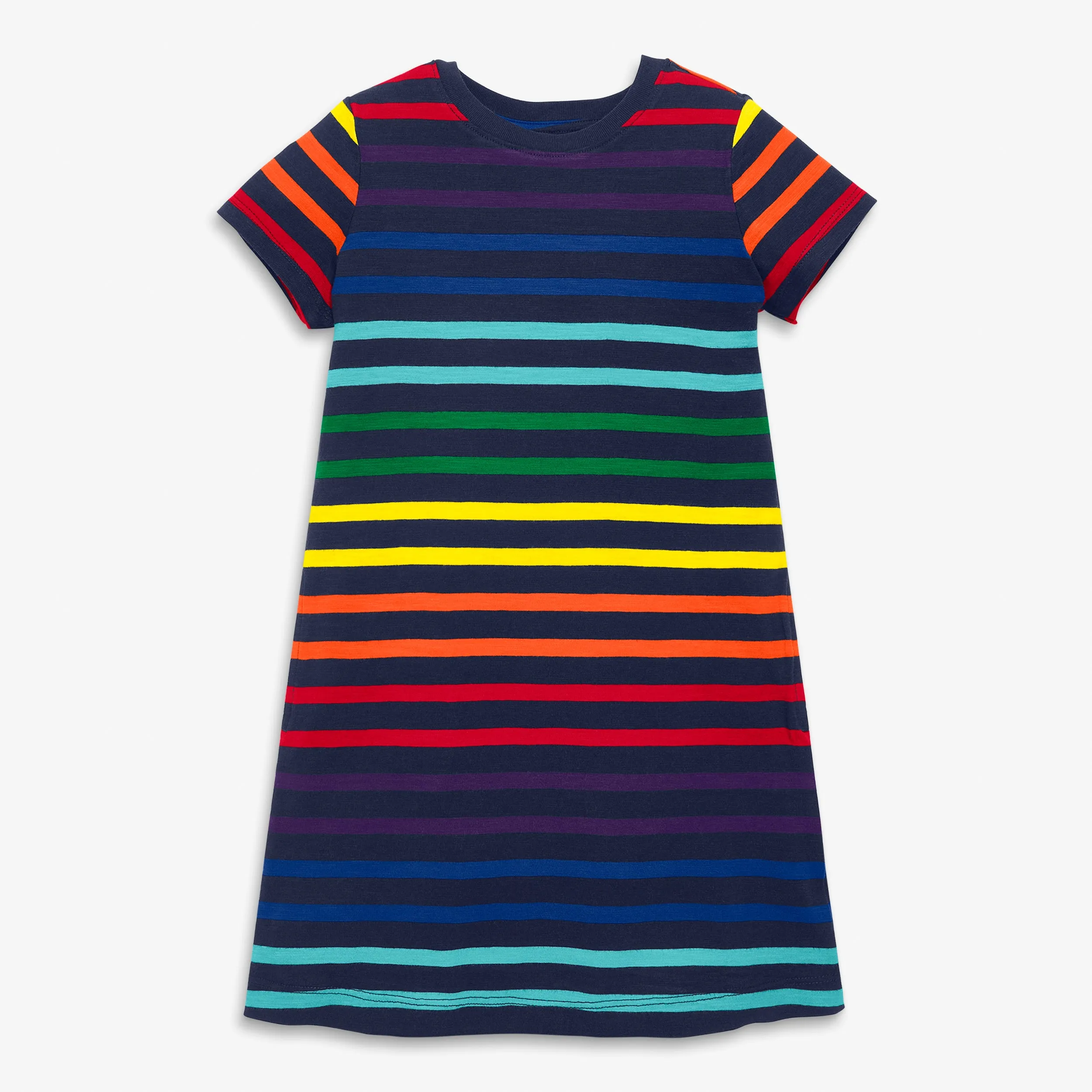 Clearance t-shirt dress in rainbow stripe