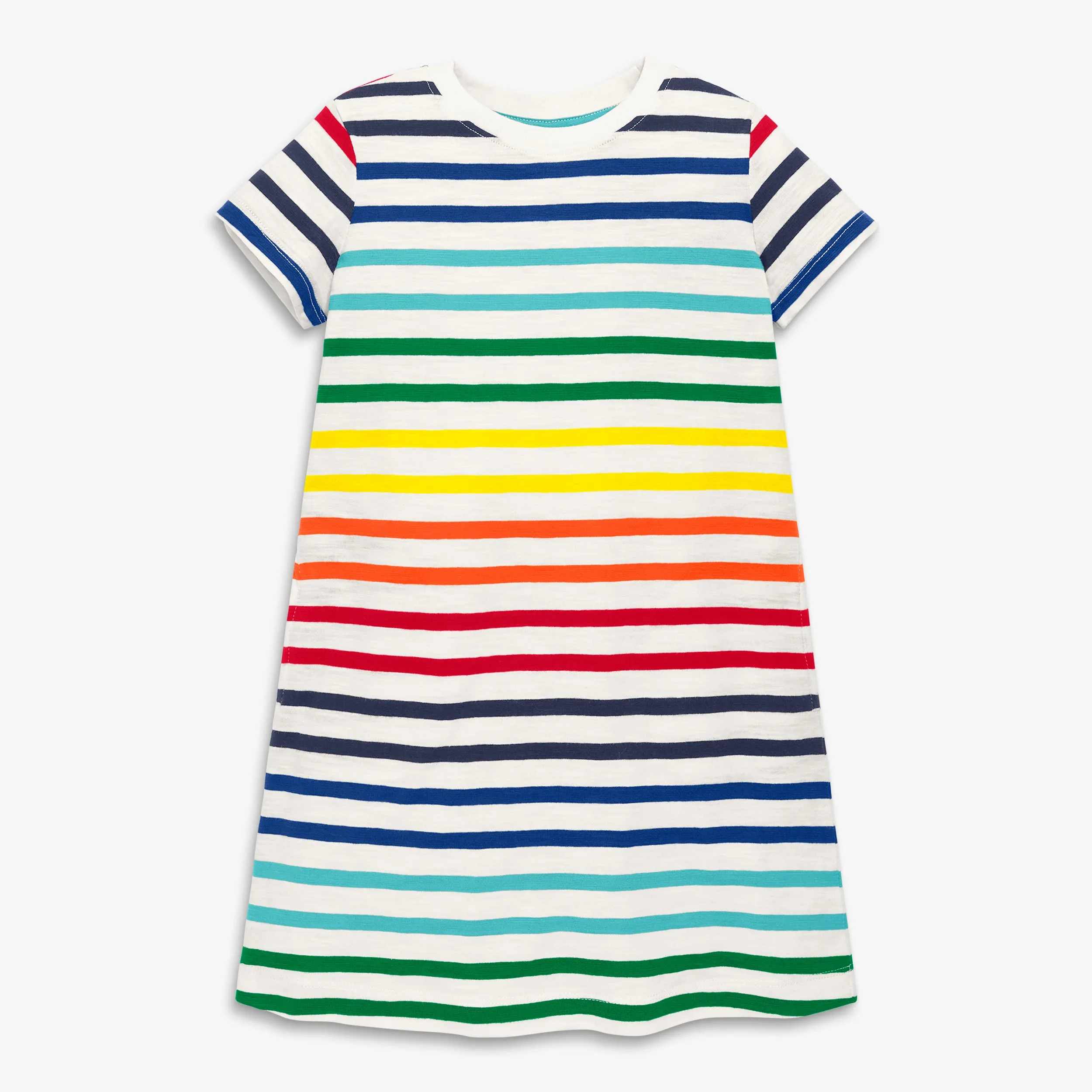 Clearance t-shirt dress in rainbow stripe