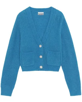 Cloisonne Wool Knit Embellished Button Cardigan