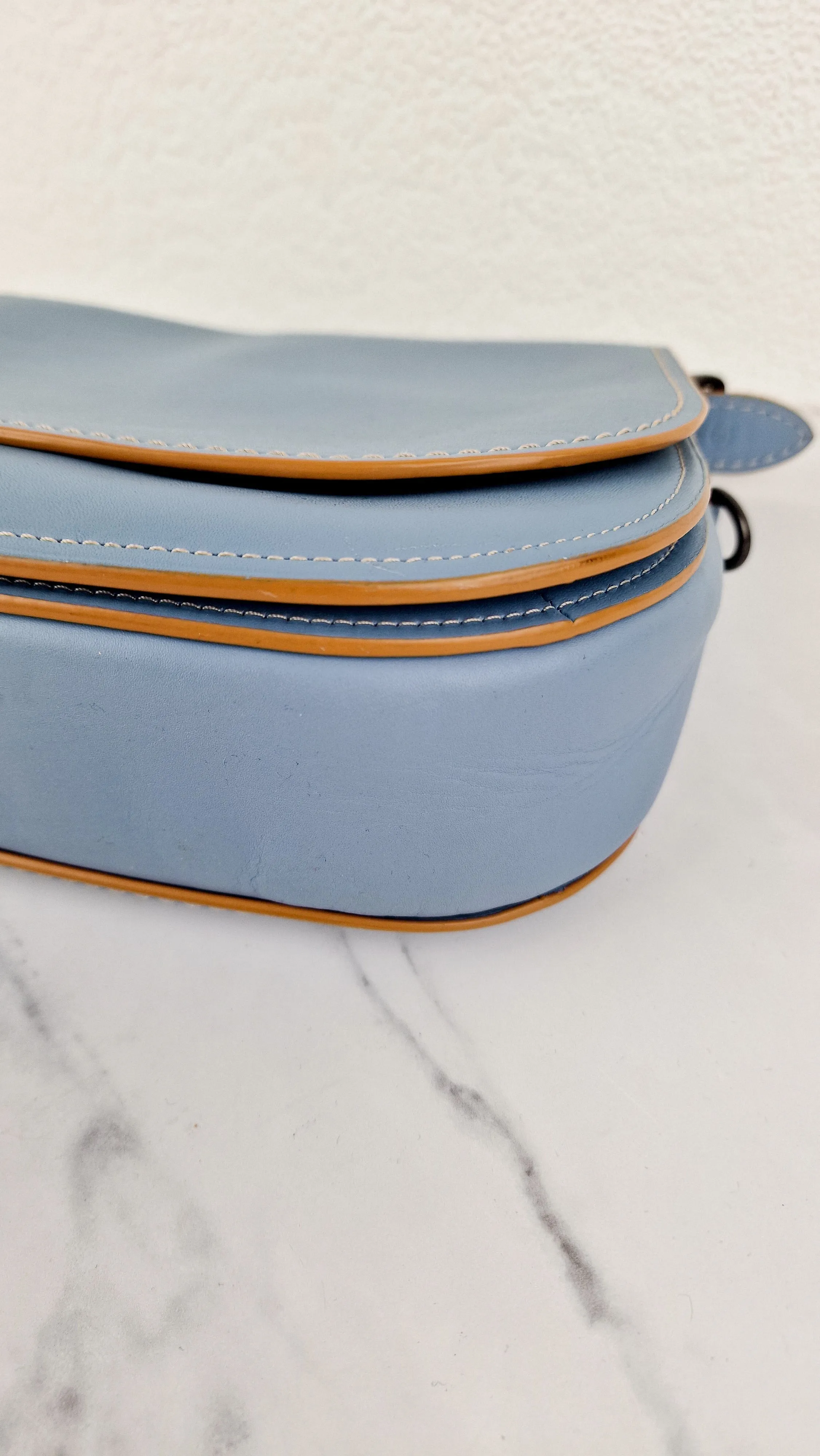 Coach 1941 Saddle 23 Bag in Cornflower Blue Smooth Leather Crossbody Shoulder Bag - Coach 55036