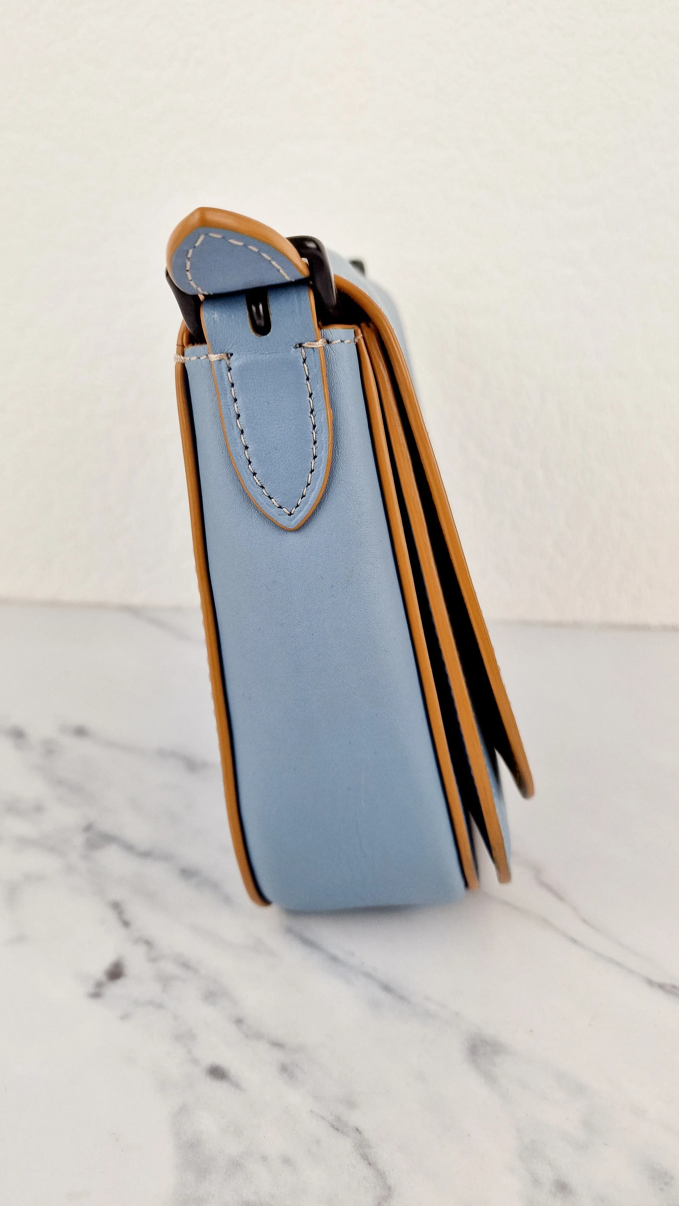 Coach 1941 Saddle 23 Bag in Cornflower Blue Smooth Leather Crossbody Shoulder Bag - Coach 55036