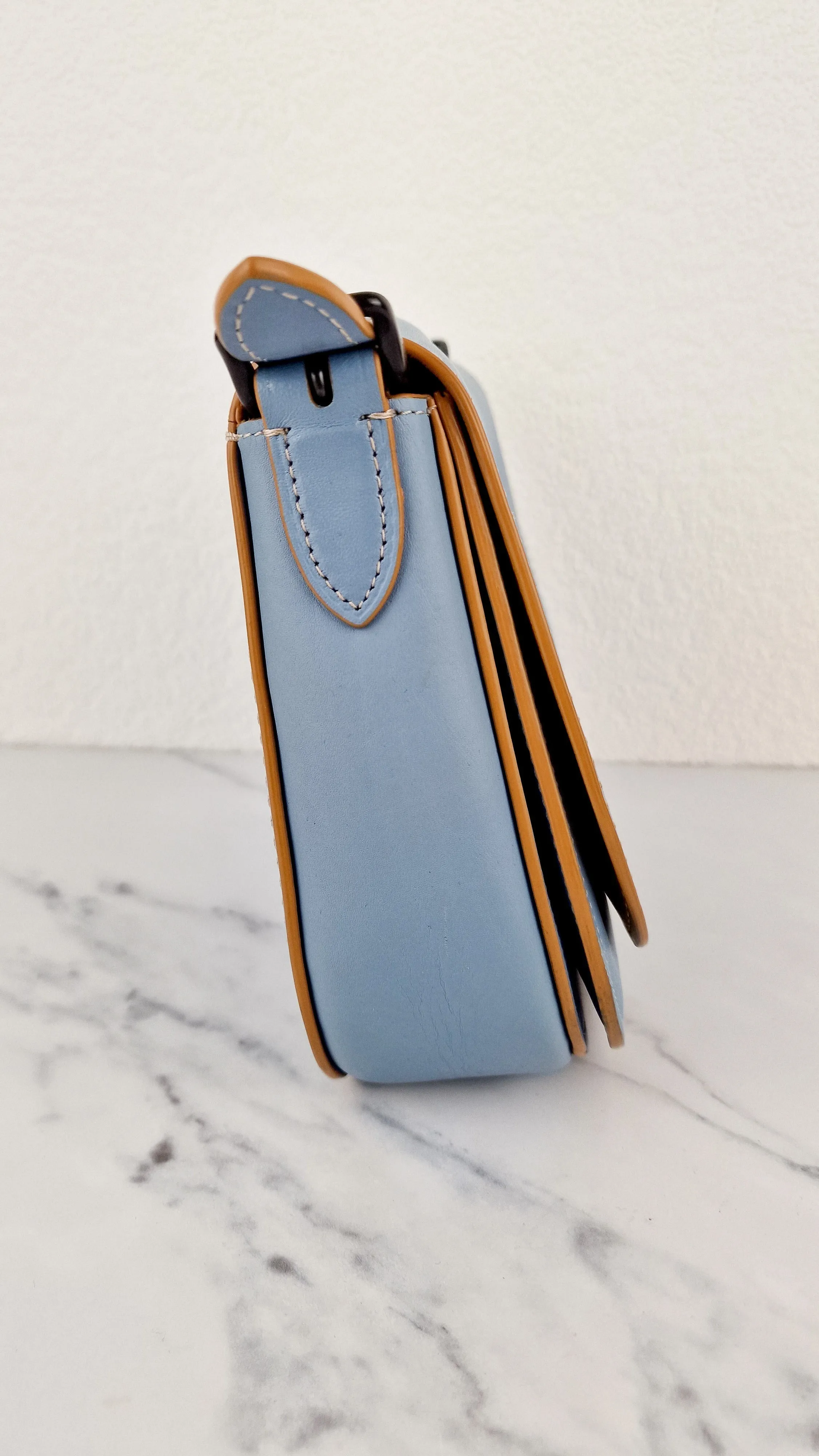 Coach 1941 Saddle 23 Bag in Cornflower Blue Smooth Leather Crossbody Shoulder Bag - Coach 55036