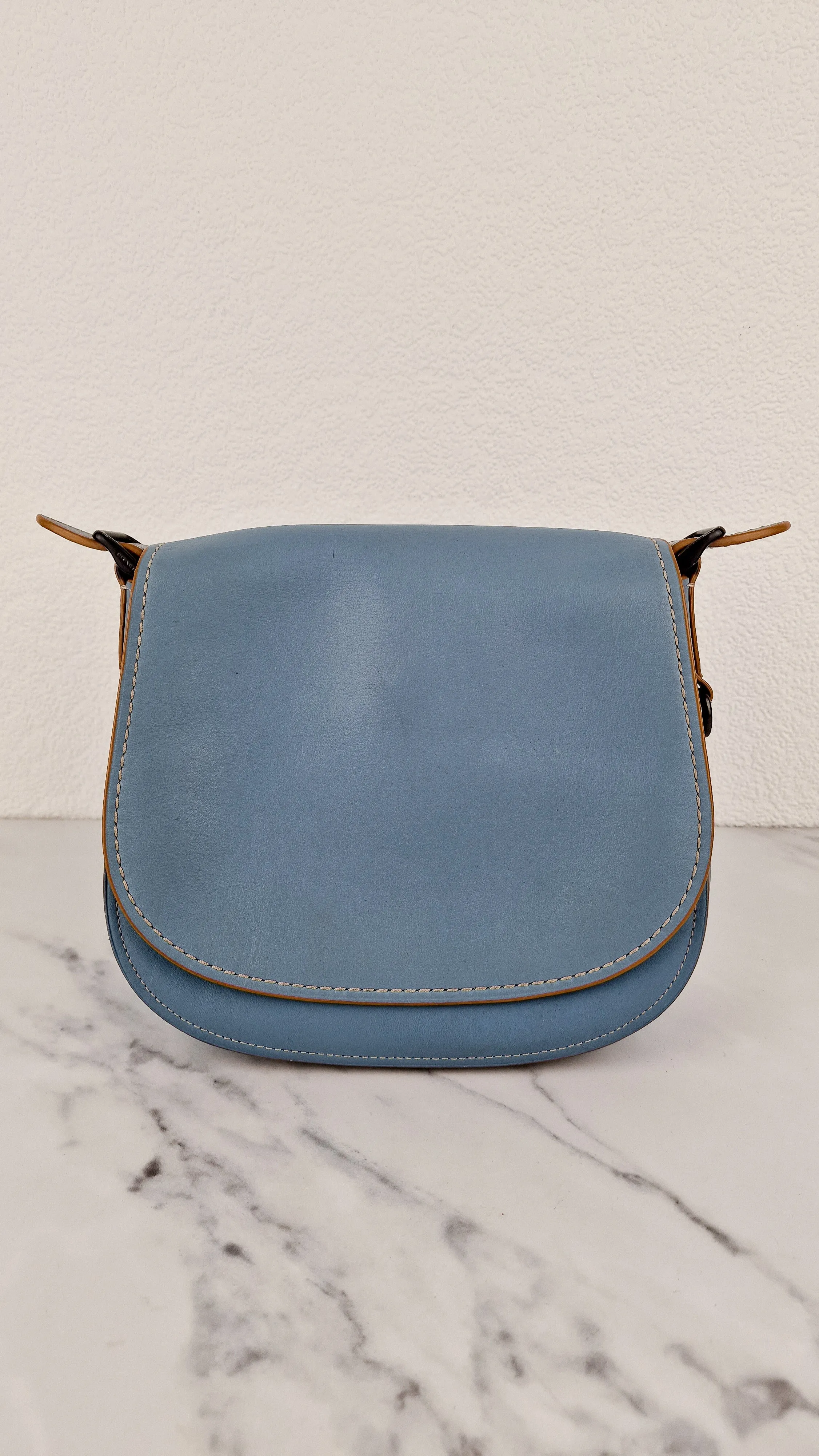 Coach 1941 Saddle 23 Bag in Cornflower Blue Smooth Leather Crossbody Shoulder Bag - Coach 55036