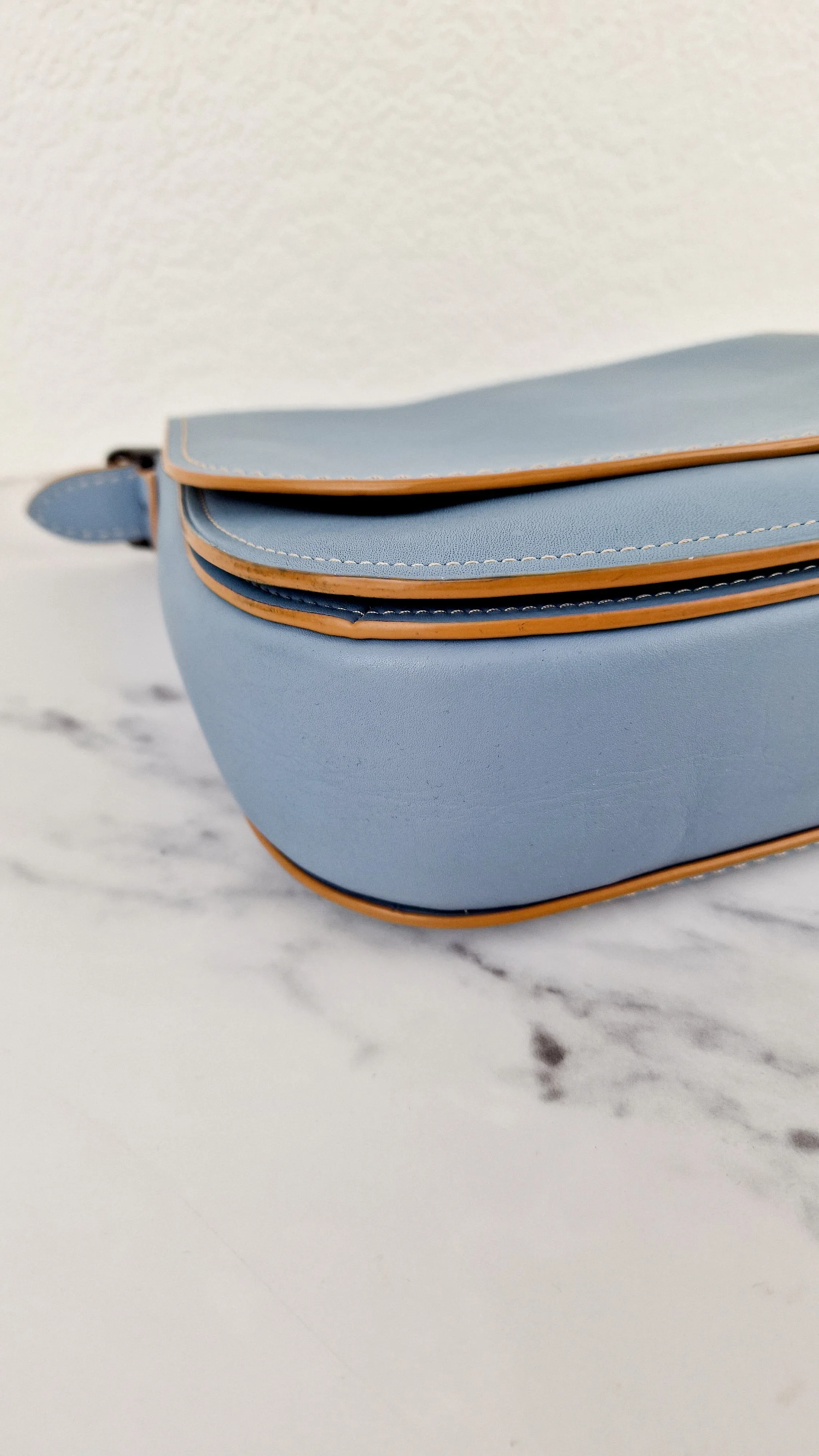 Coach 1941 Saddle 23 Bag in Cornflower Blue Smooth Leather Crossbody Shoulder Bag - Coach 55036