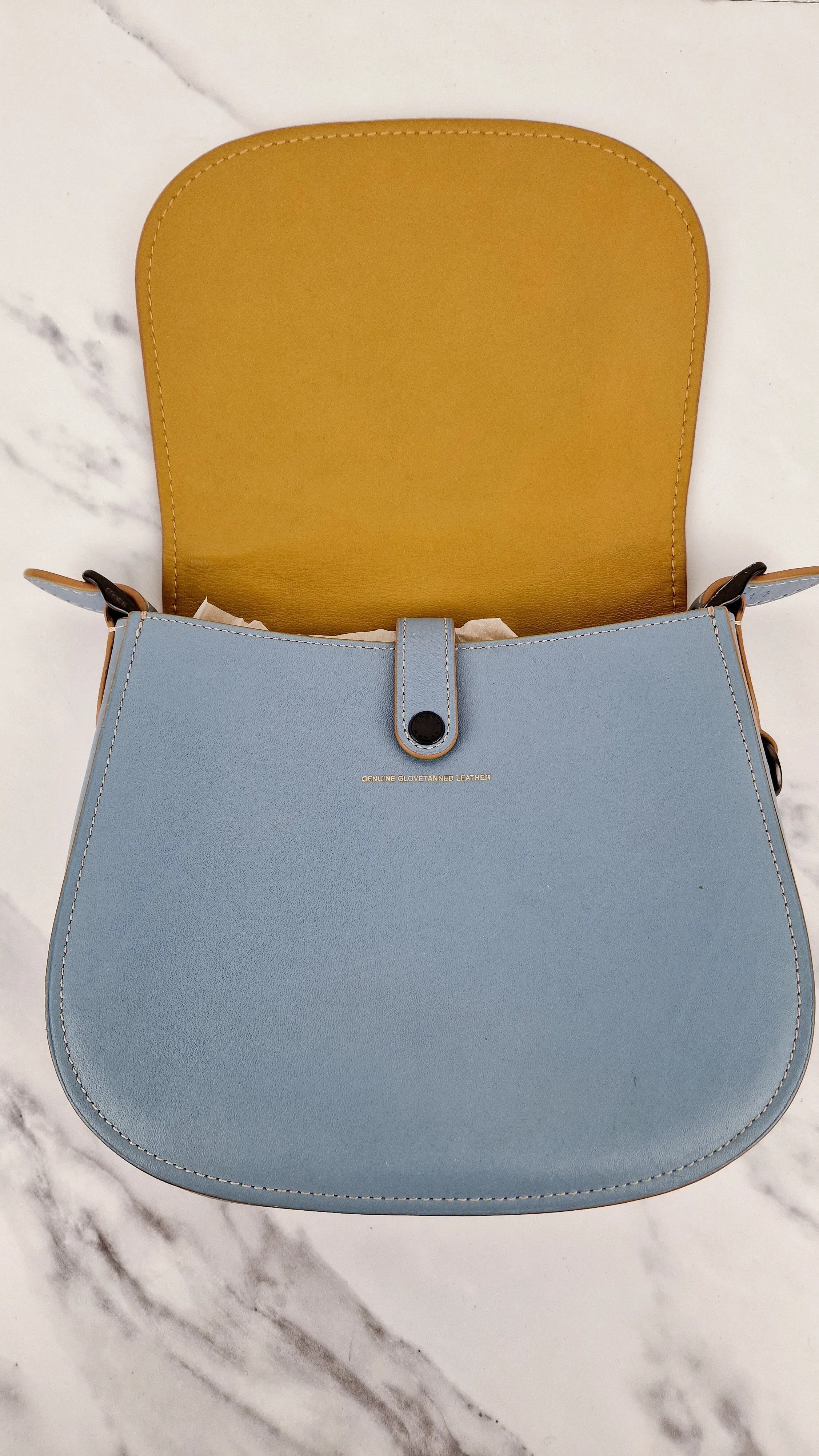 Coach 1941 Saddle 23 Bag in Cornflower Blue Smooth Leather Crossbody Shoulder Bag - Coach 55036