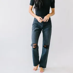 Cobain High Rise Boyfriend Jeans by KanCan in Black
