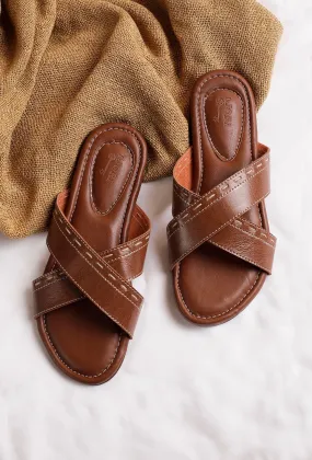 Coco Brown Criss Cross Sliders