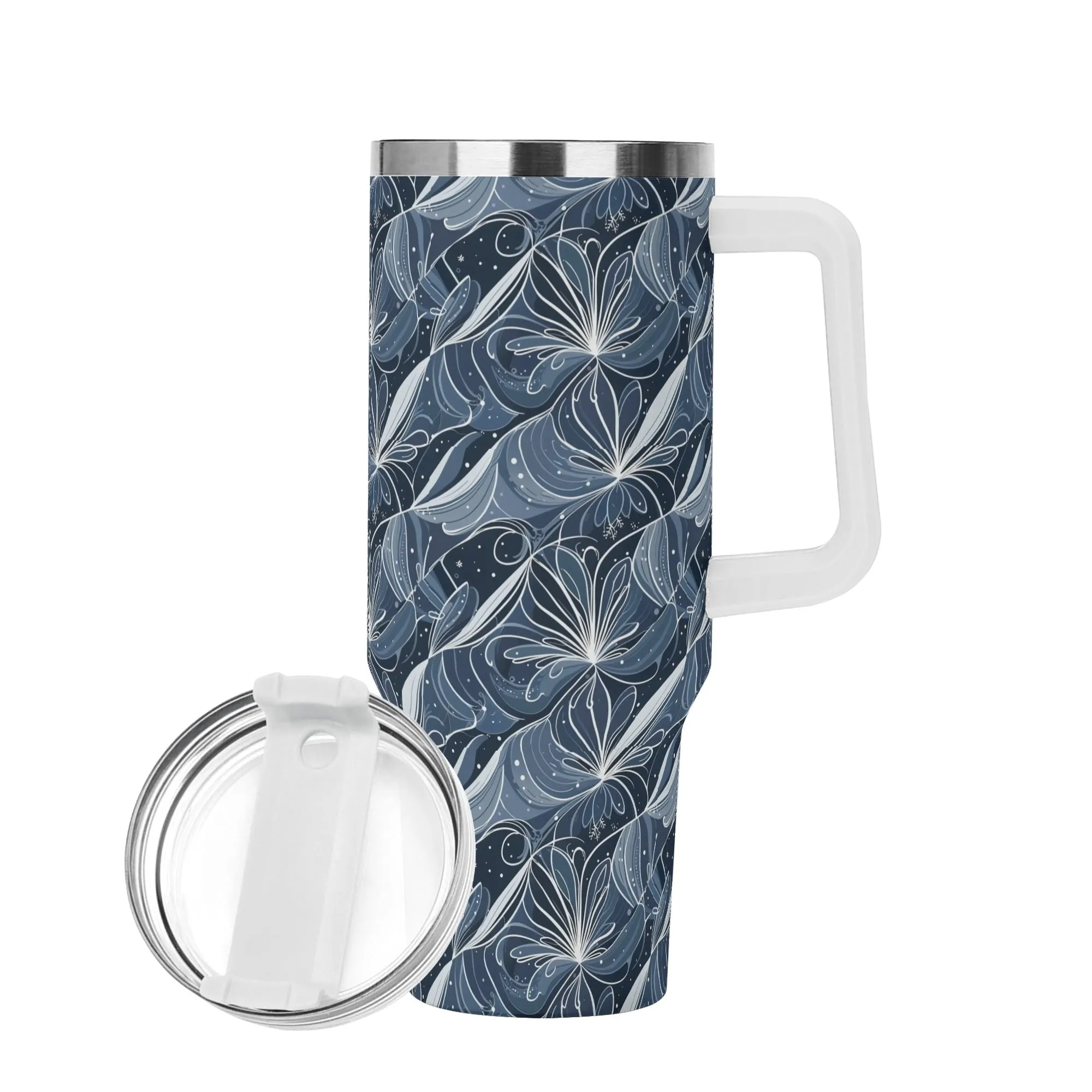 Cold Wind 40oz Stainless Steel Tumbler Gift With White Handle and Straw