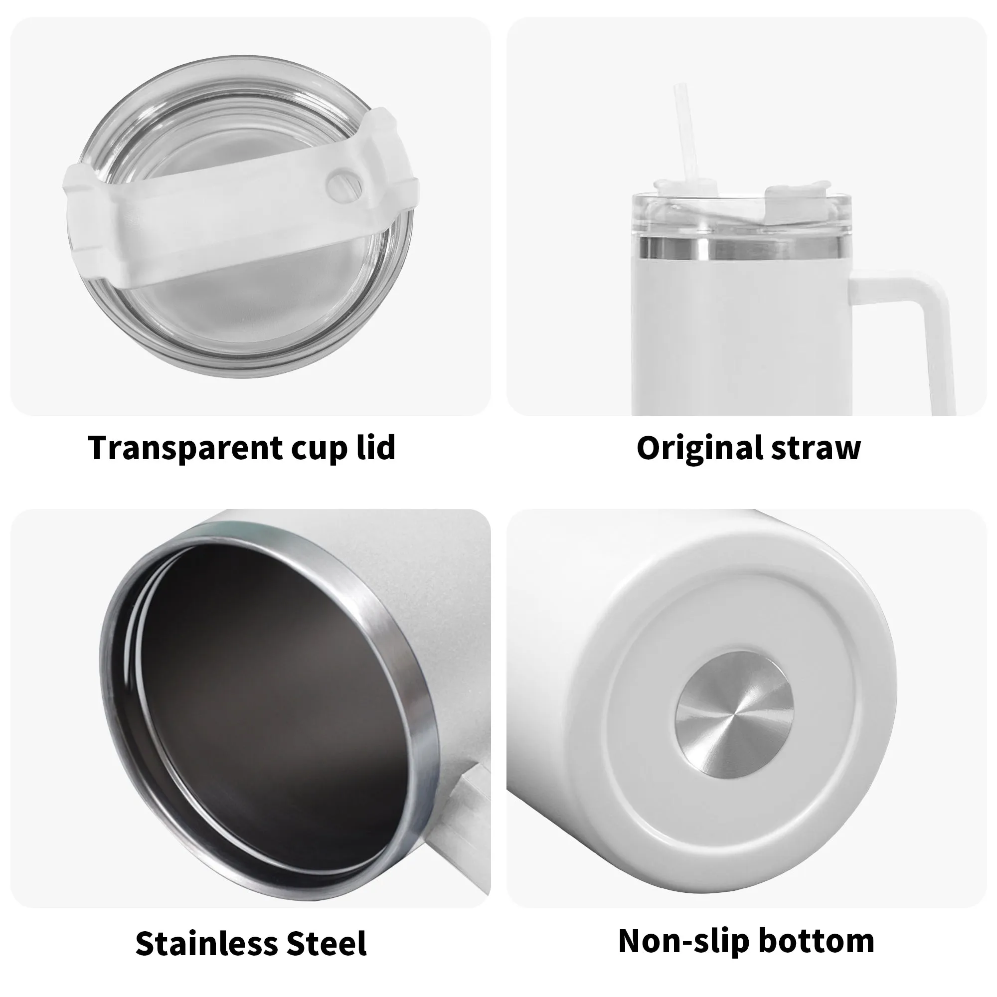 Cold Wind 40oz Stainless Steel Tumbler Gift With White Handle and Straw