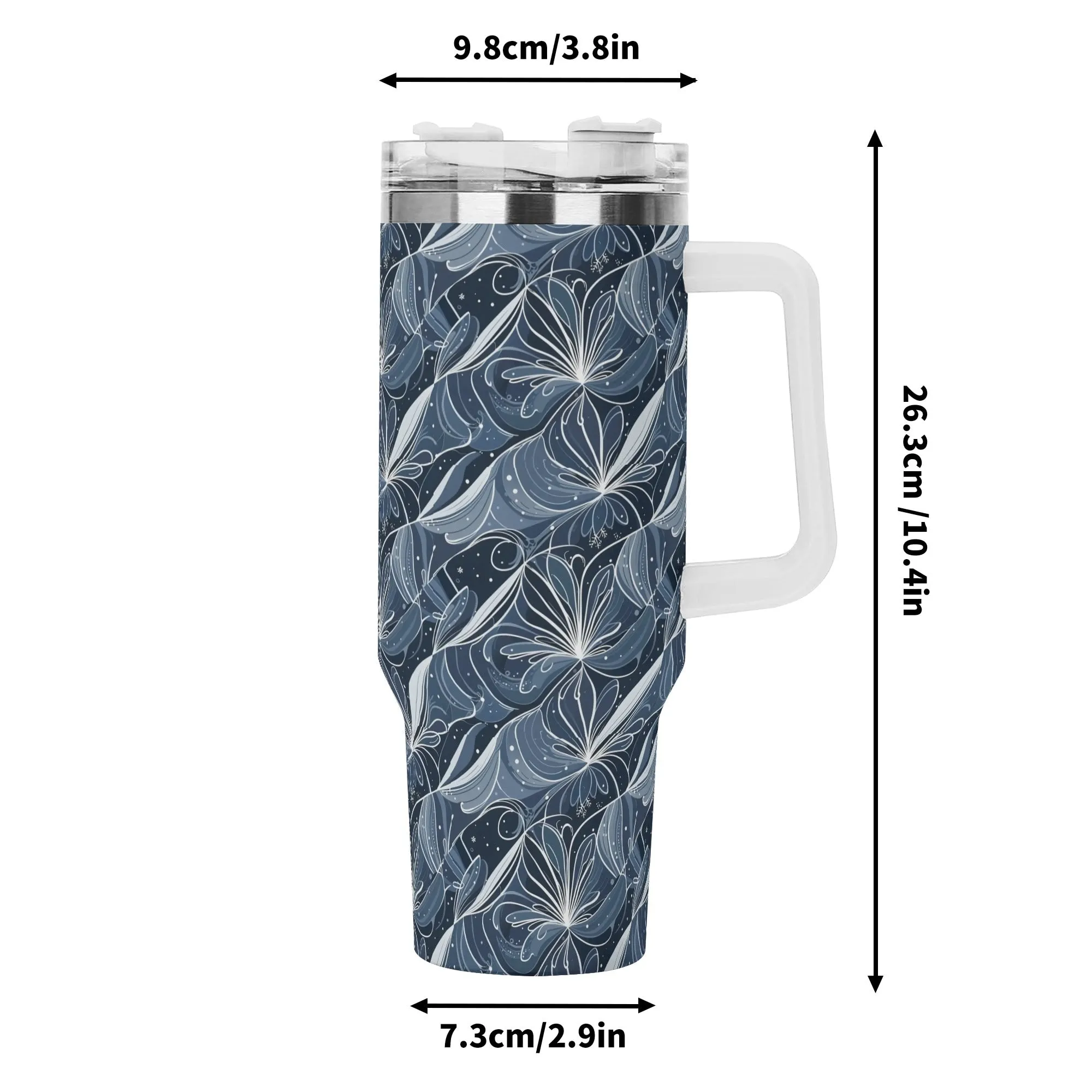 Cold Wind 40oz Stainless Steel Tumbler Gift With White Handle and Straw