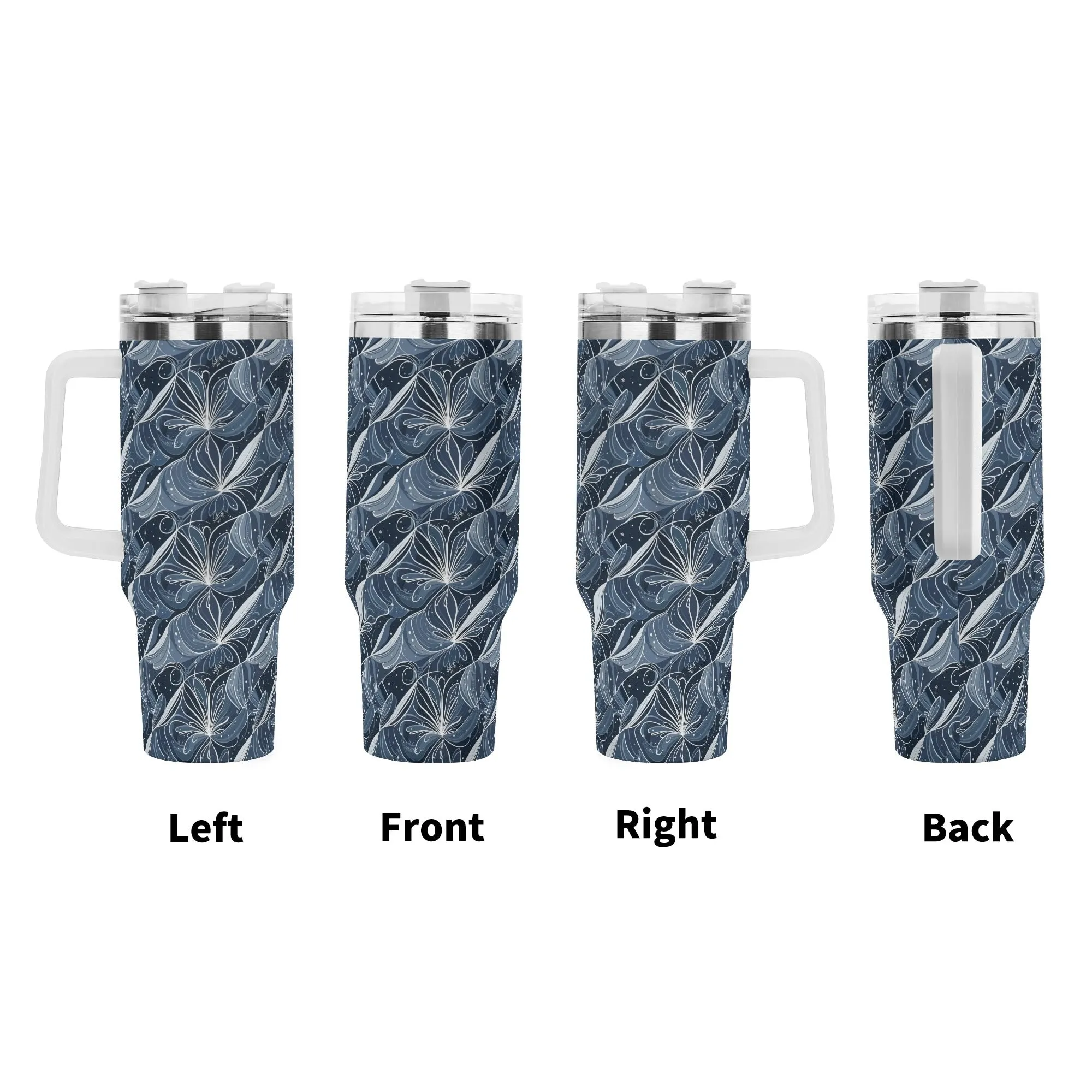 Cold Wind 40oz Stainless Steel Tumbler Gift With White Handle and Straw