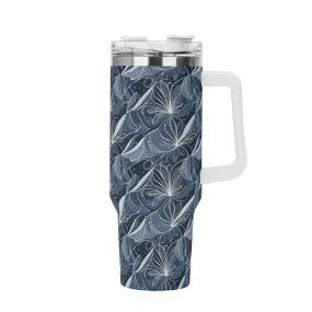 Cold Wind 40oz Stainless Steel Tumbler Gift With White Handle and Straw