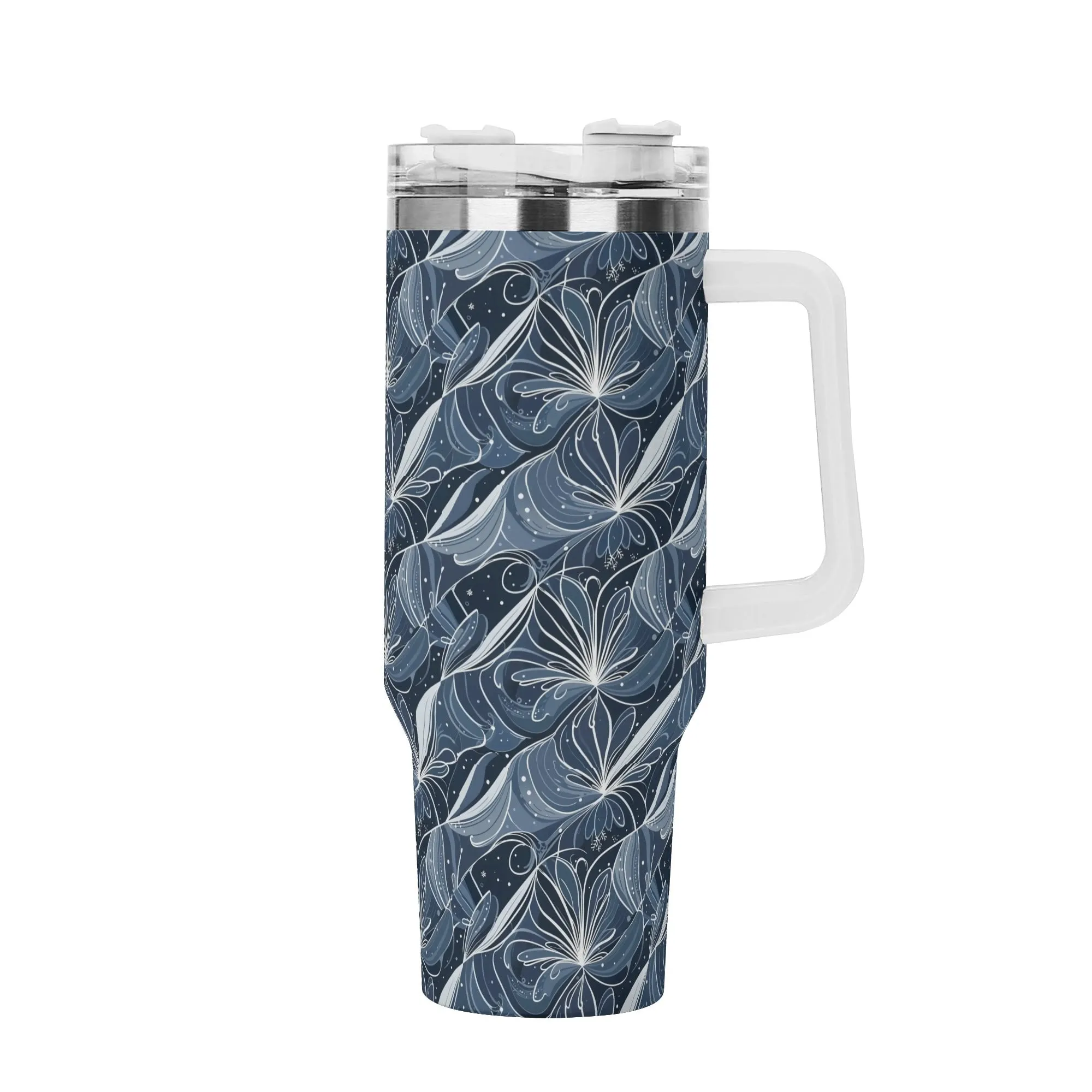 Cold Wind 40oz Stainless Steel Tumbler Gift With White Handle and Straw