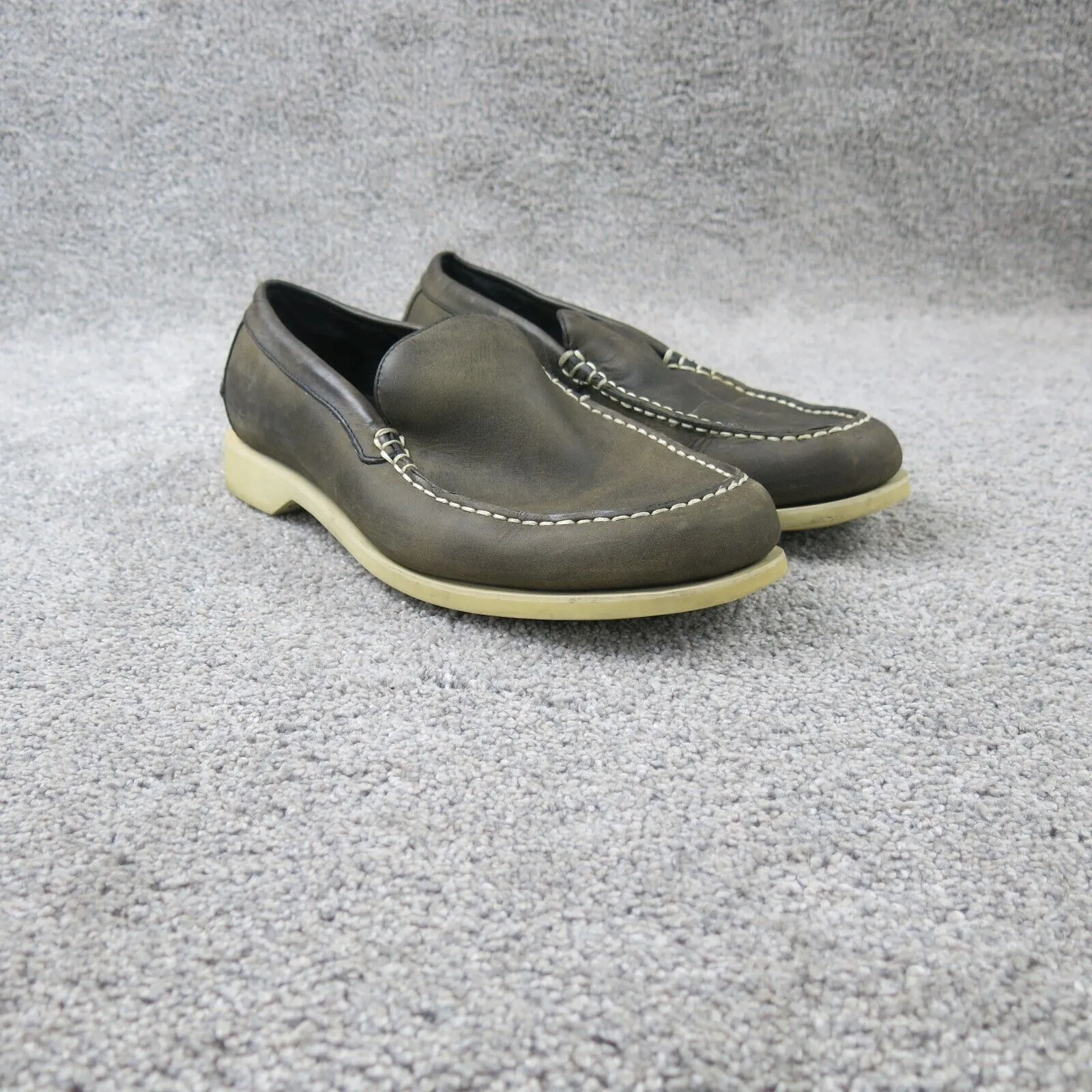 Cole Haan Men Slip On Casual Shoes C00080 Green Leather Loafers Size US 8M
