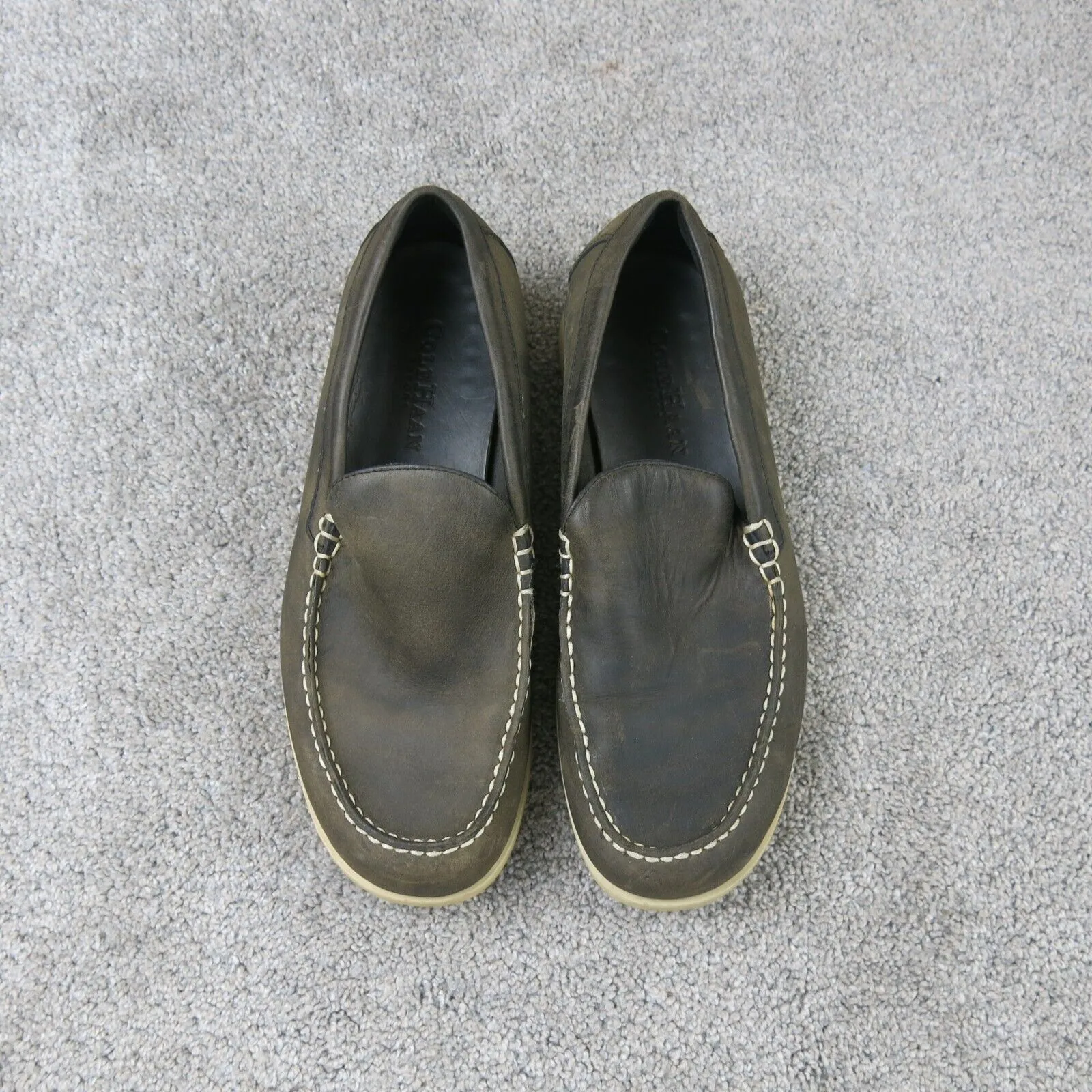 Cole Haan Men Slip On Casual Shoes C00080 Green Leather Loafers Size US 8M