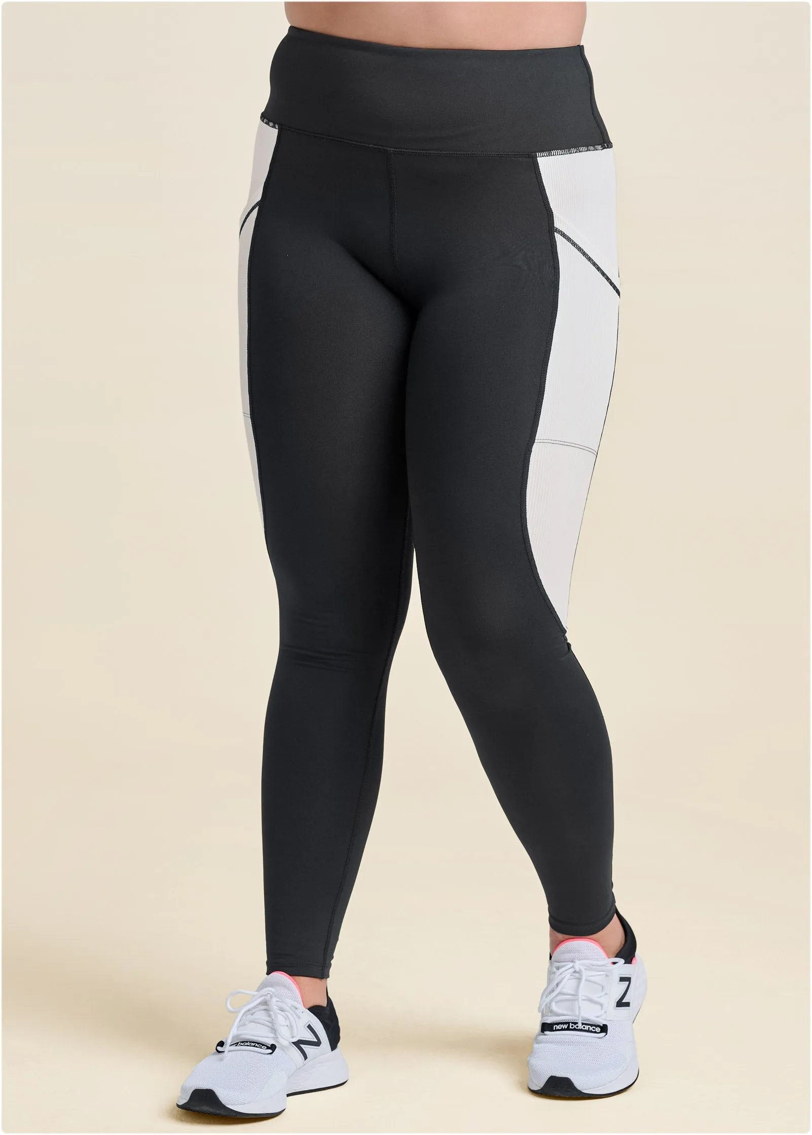 Color Block Active Leggings - Black & White