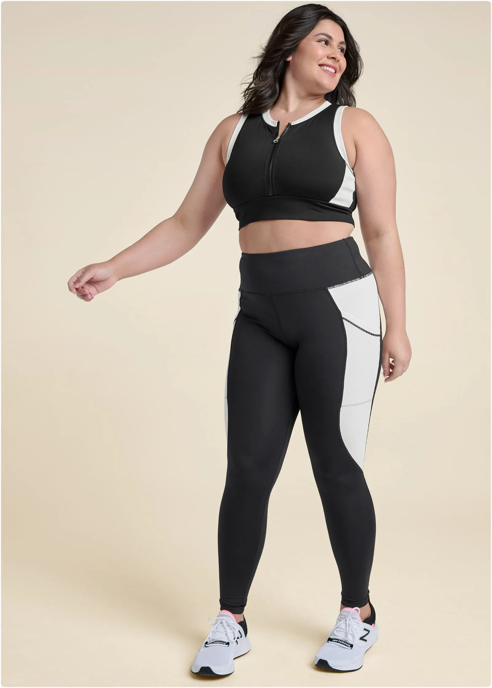 Color Block Active Leggings - Black & White