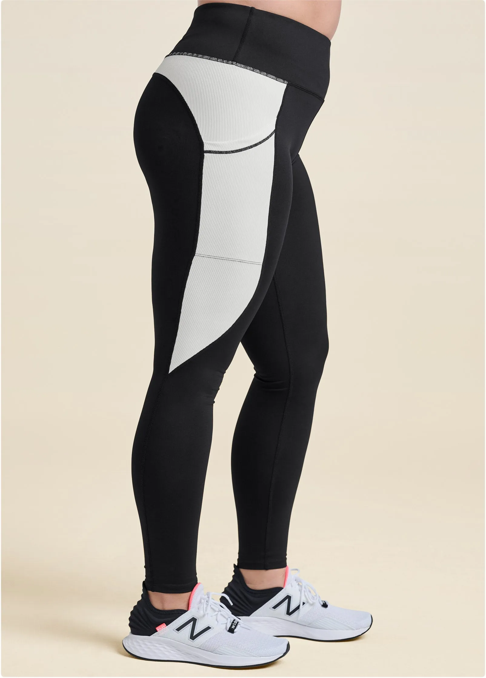 Color Block Active Leggings - Black & White