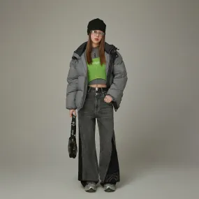 Color Matching Hooded Padded Jacket