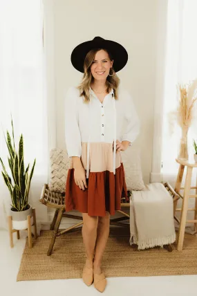 Colorblock Button Dress