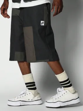 Colour Block Printed Twill Jort With Patchwork