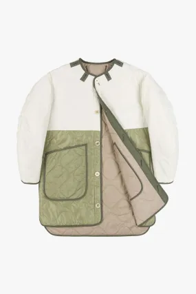 Colourblock Quilt Jacket - White / Stone