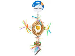 Colourful round pendant in straw 35x20x5,5CM Multicolour
