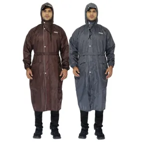 Combo: 2 Reversible Unisex Waterproof Long Coats with Storage Bag | Free Size | Grey, Brown