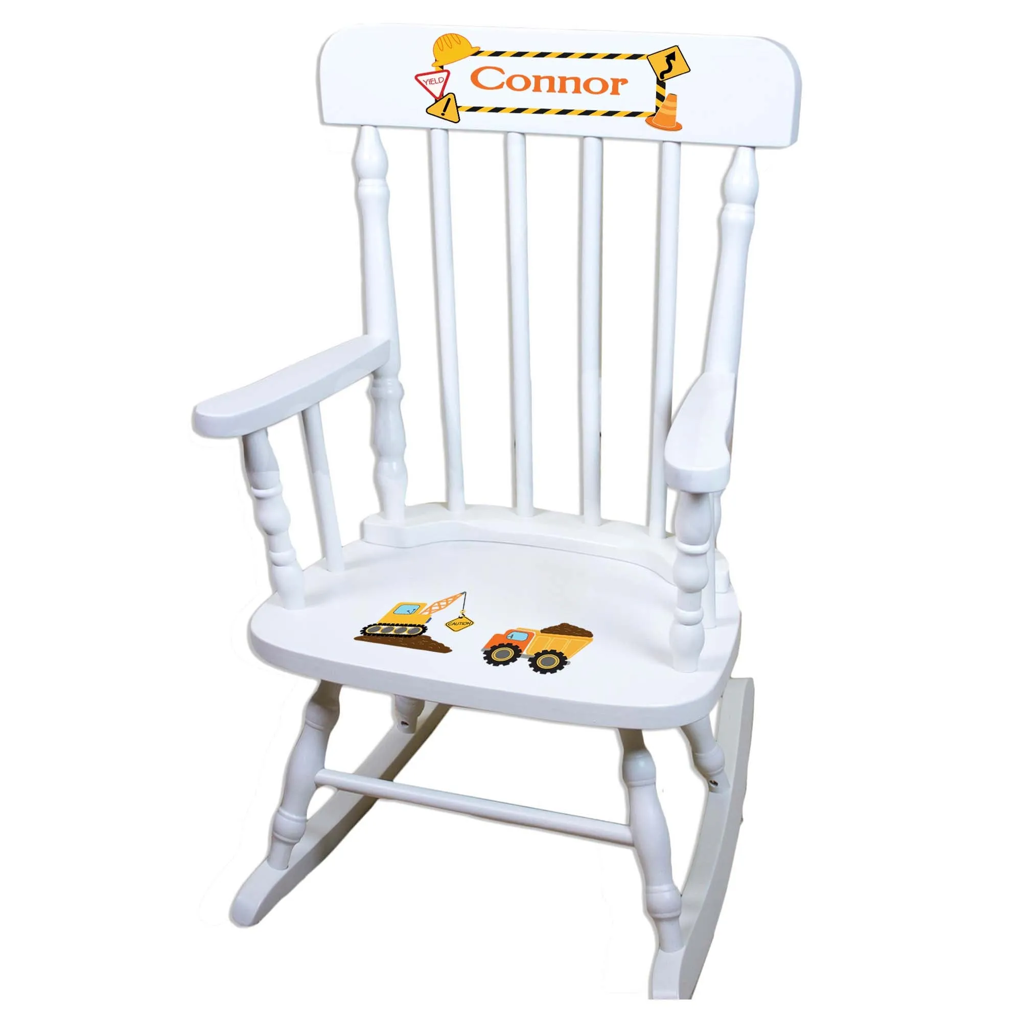 Construction White Spindle Rocking Chair