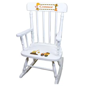 Construction White Spindle Rocking Chair