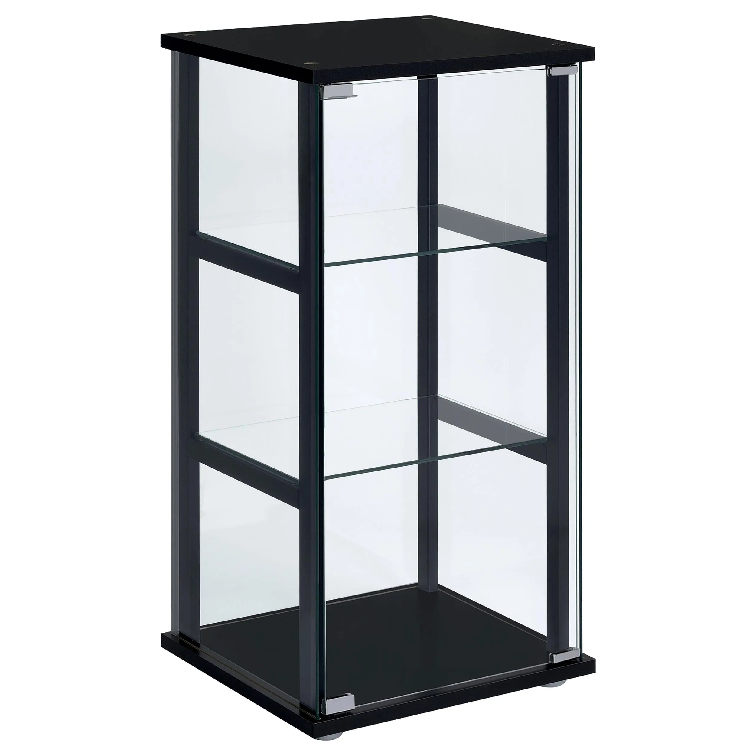 Contemporary Black & Glass Curio Cabinet | 3-Shelf Design
