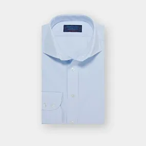 Contemporary Fit Light Blue Ladder Stripe Cotton Shirt with Cut-away Collar & Two Button Cuff