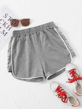Contrast Binding Letter Graphic Track Shorts