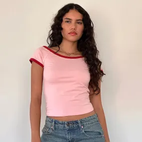 Contrast Seam Stylish Short Sleeve Top