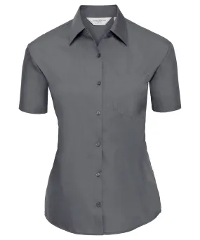 Convoy Grey - Women's short sleeve polycotton easycare poplin shirt