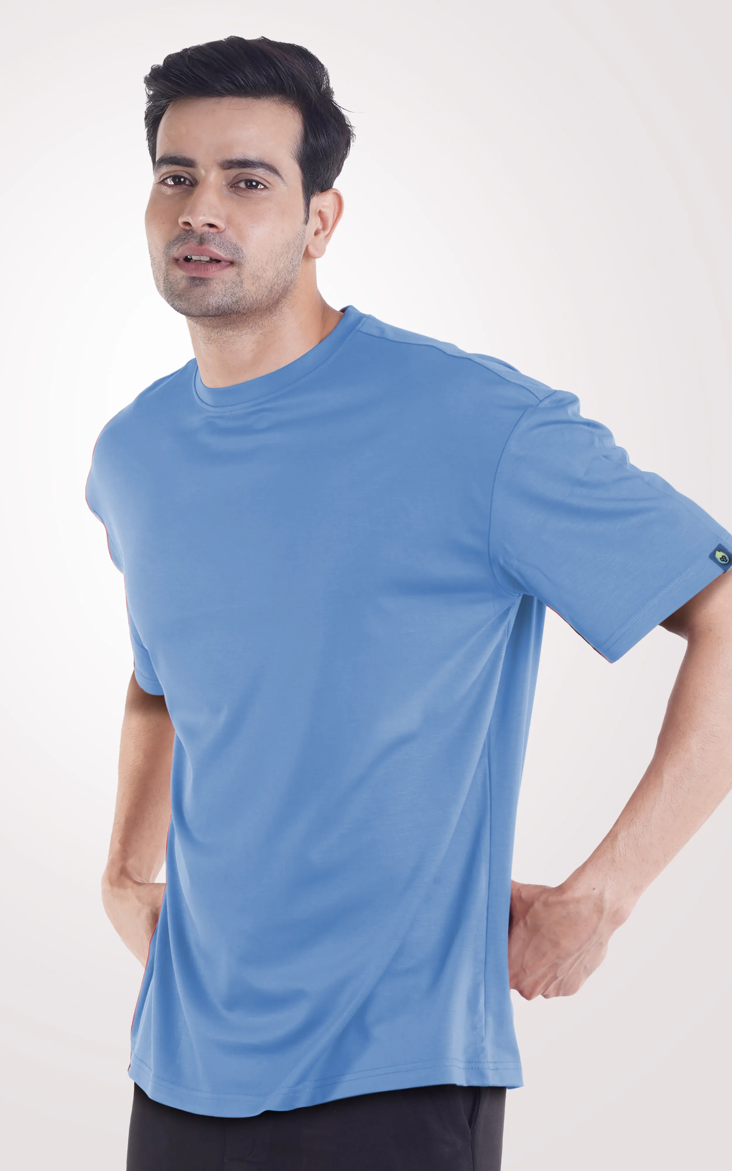 COOLDOWN-Sky Blue plain Over Size  T-Shirt