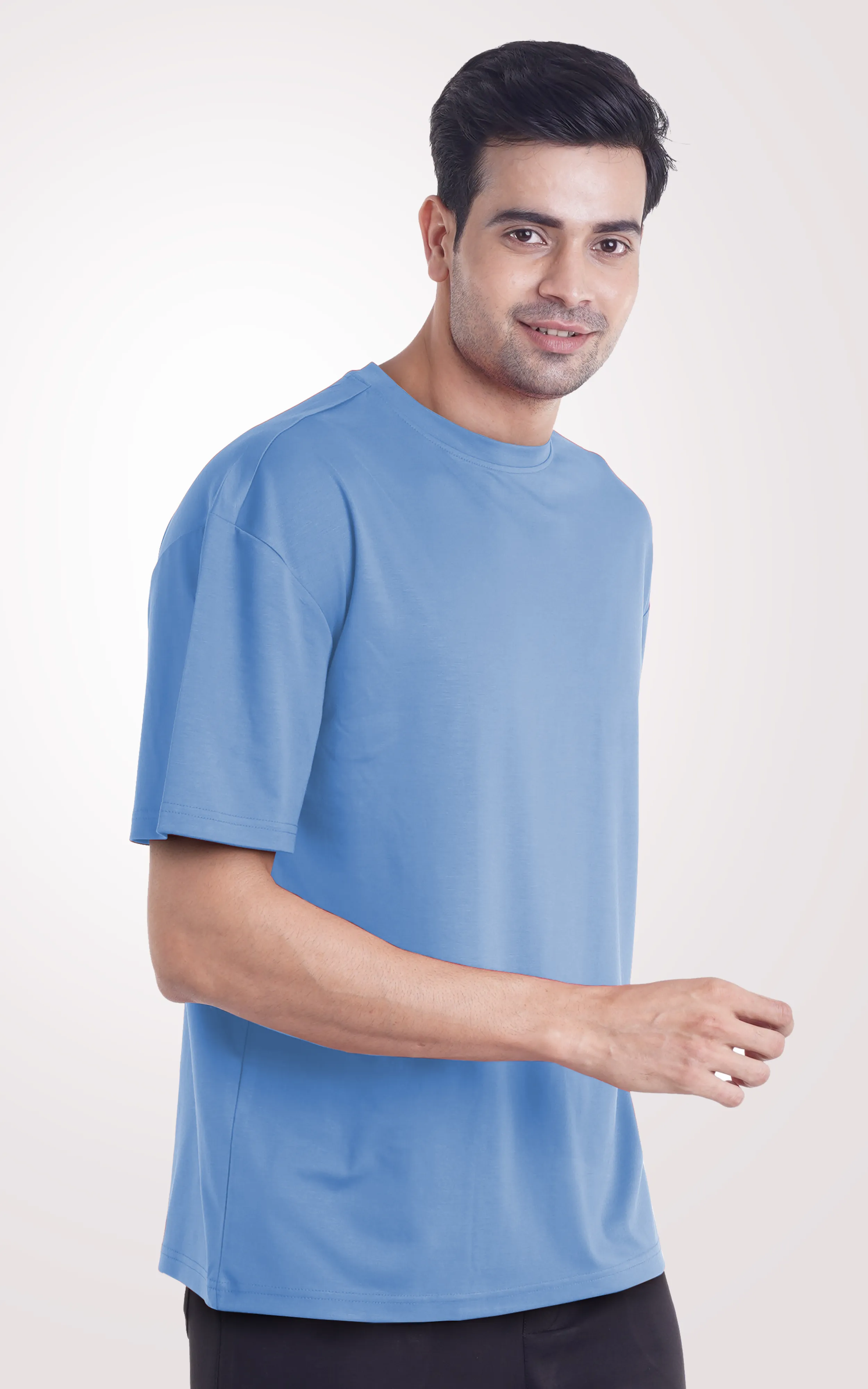 COOLDOWN-Sky Blue plain Over Size  T-Shirt