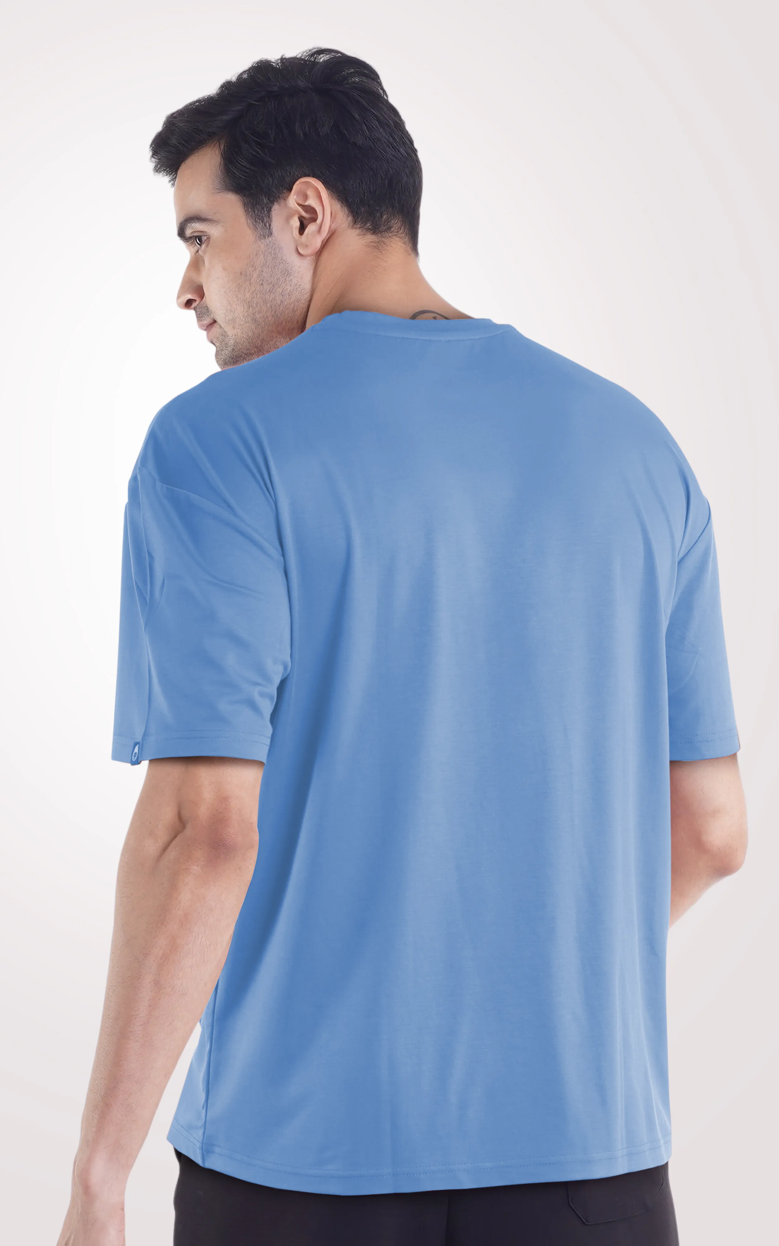 COOLDOWN-Sky Blue plain Over Size  T-Shirt