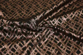 Copper On Black Base Foil Printed Knit Fabric