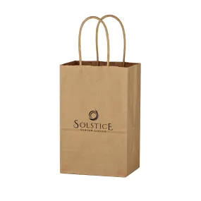 Copy of Kraft Paper Brown Shopping Bag - 5-1/4" x 8-1/4": MOQ 500 - $.79