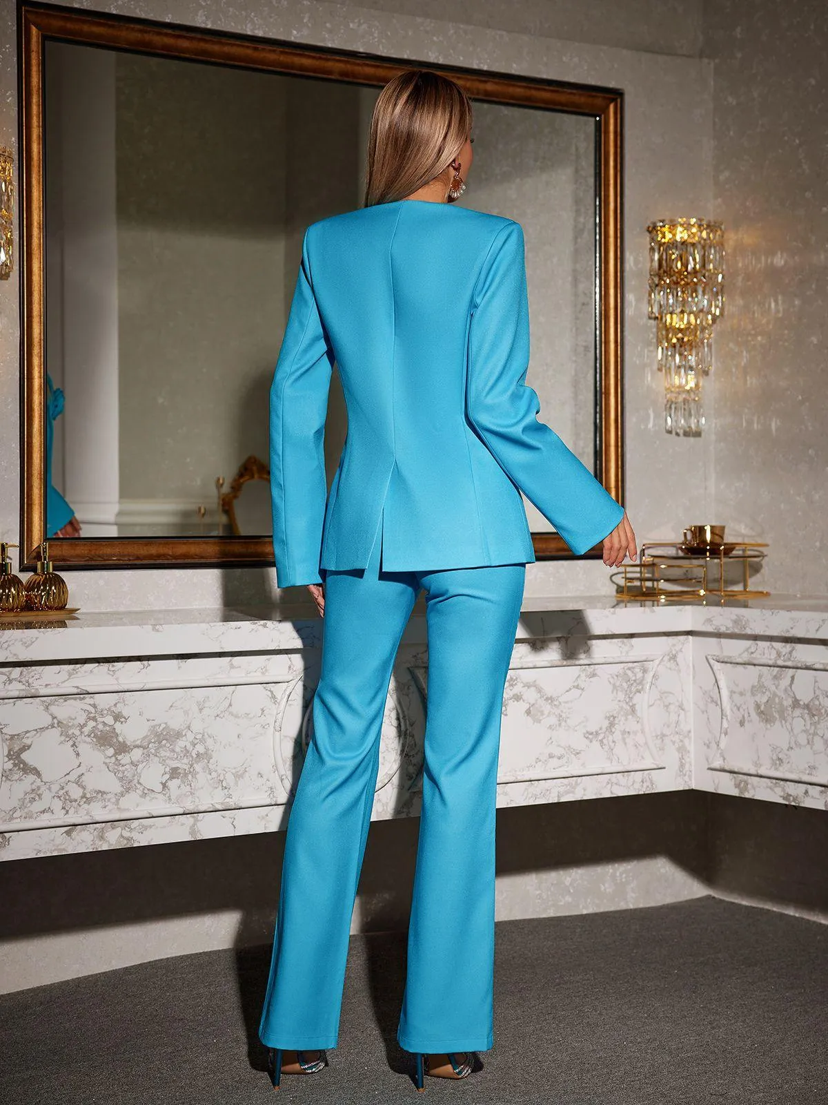 Cory V Neck Flower Blazer Set