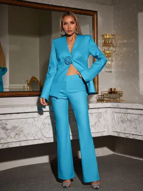 Cory V Neck Flower Blazer Set